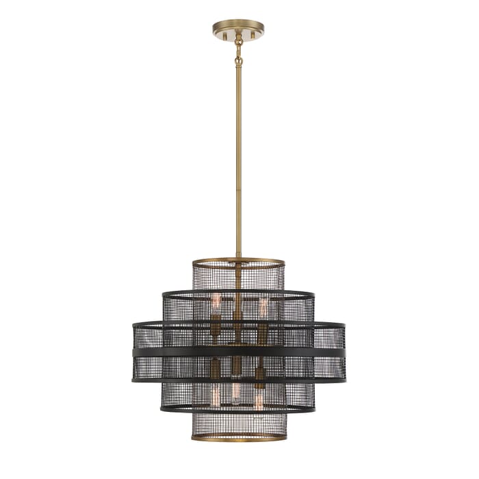 Savoy House Kelvin 6-Light Pendant in Matte Black with Warm Brass Savoy House Kelvin 6-Light Pendant in Matte Black with Warm Brass