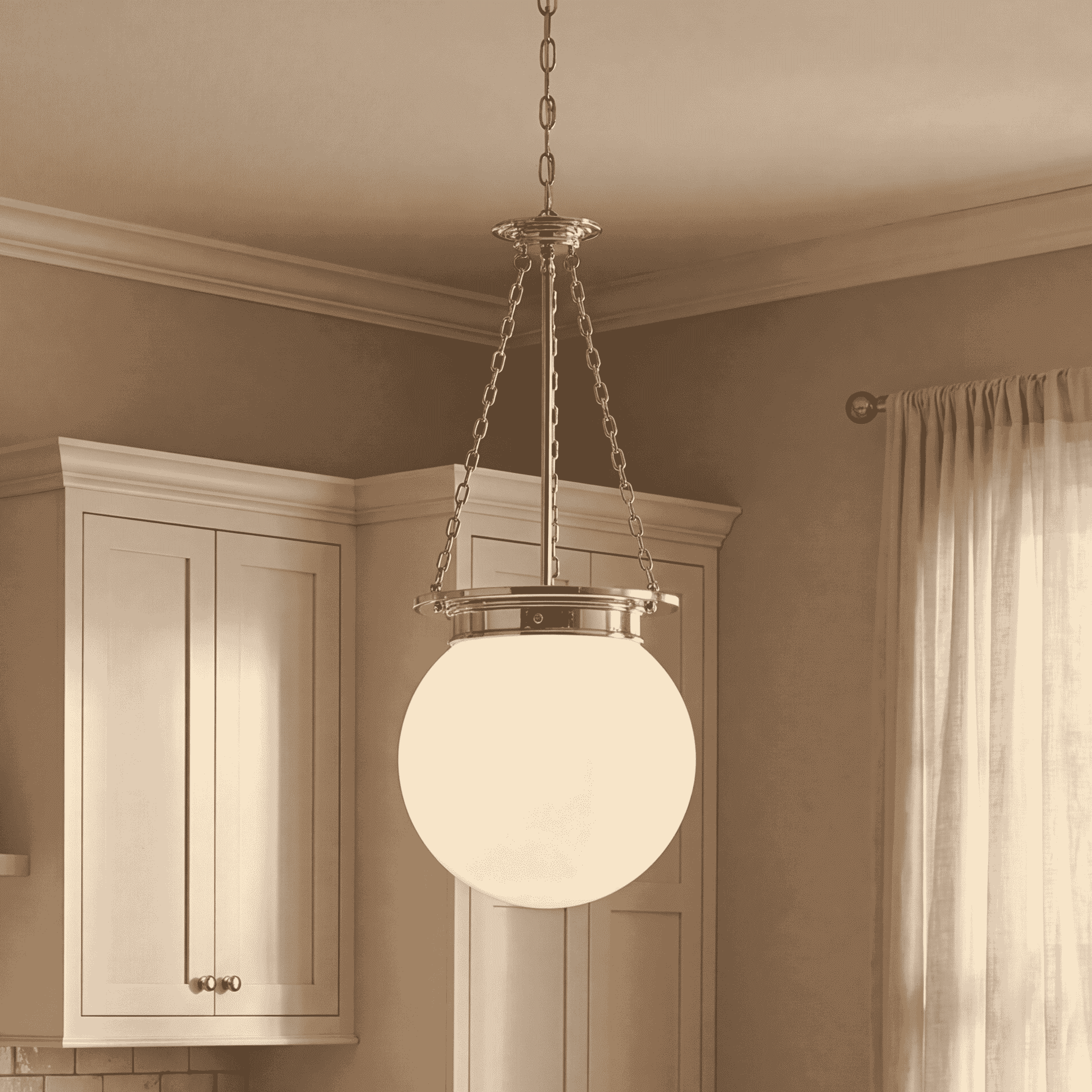 Polished Nickel Three Light Pendant from the Manor Collection