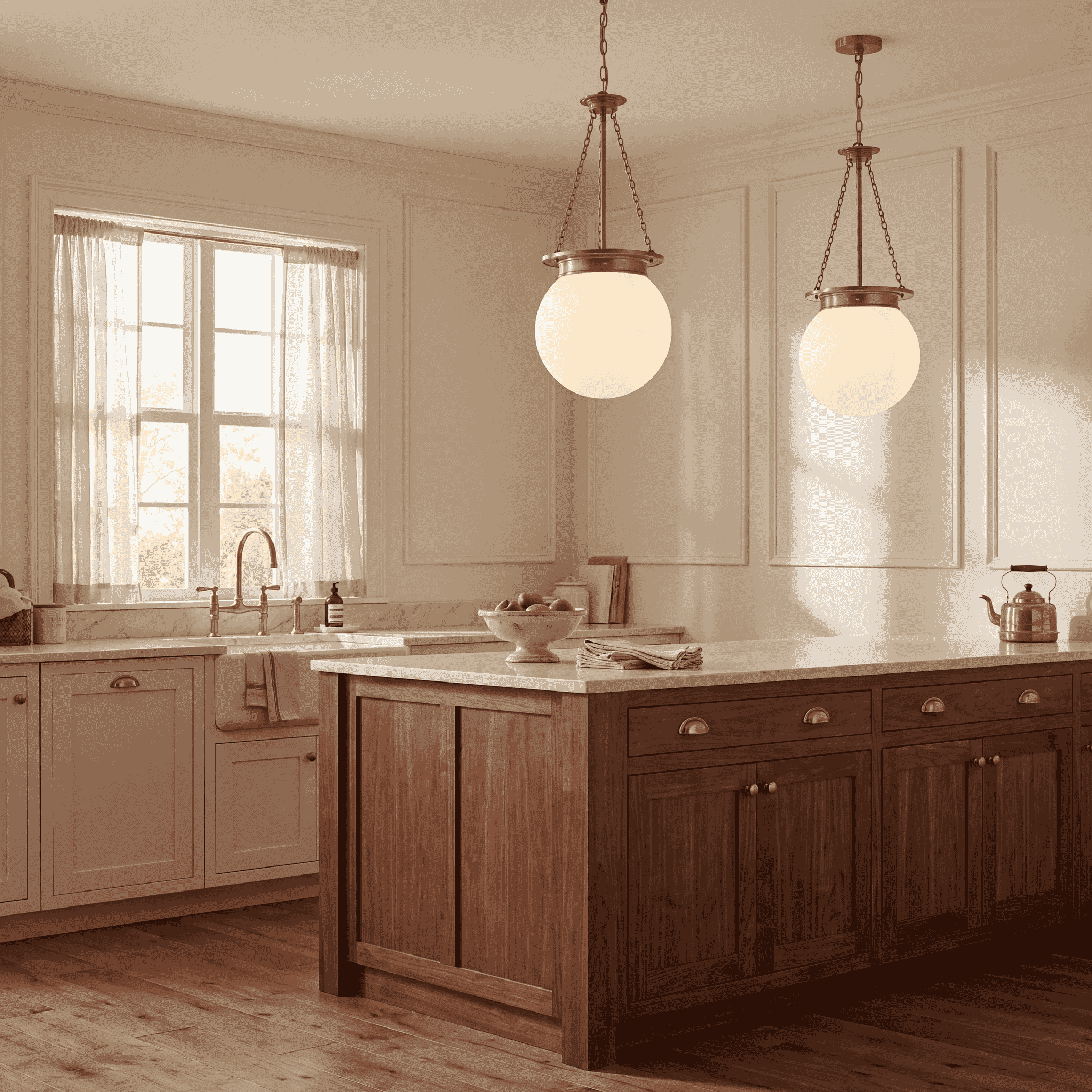 Warm Brass Three Light Pendant from the Manor Collection