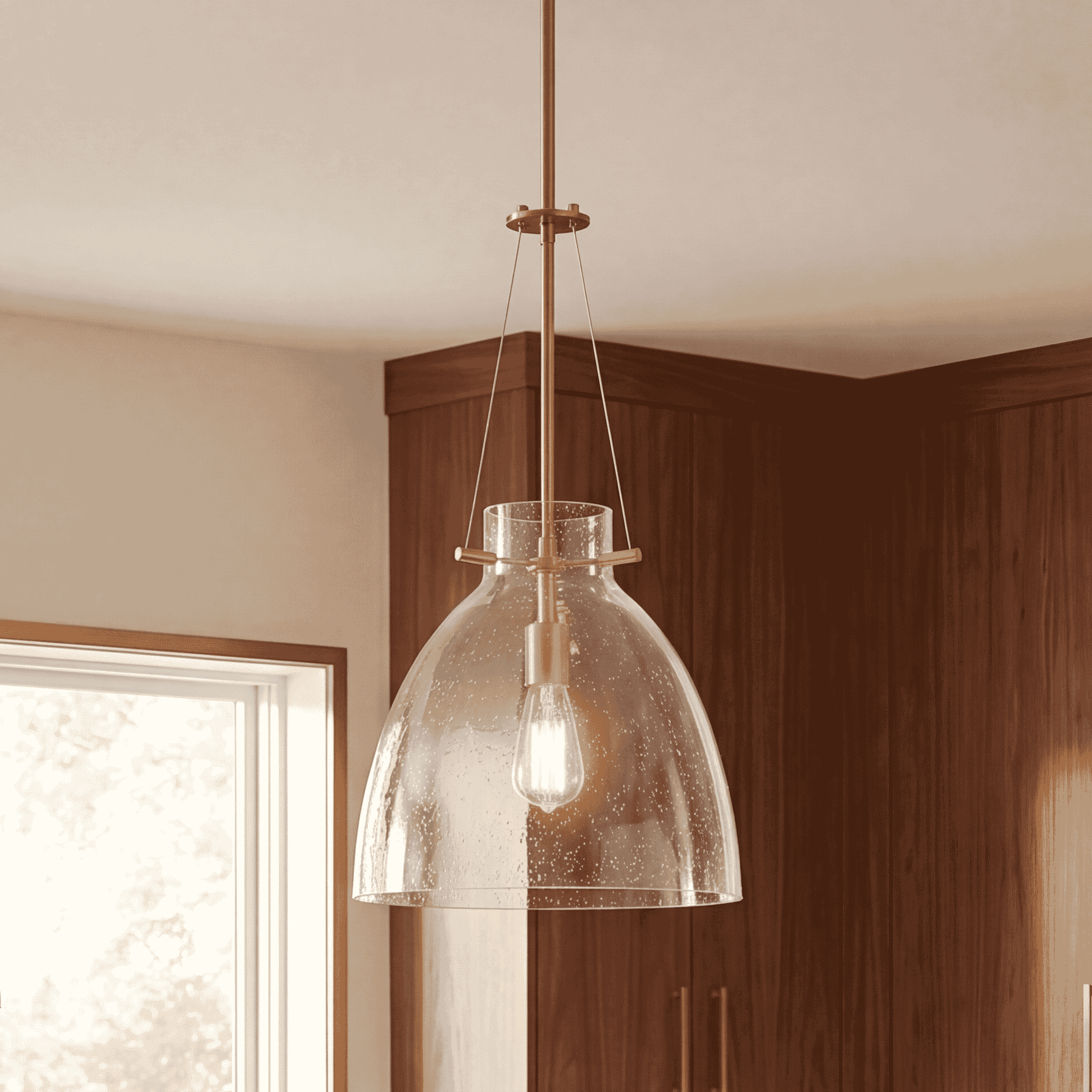 Warm Brass One Light Pendant from the Foster Collection