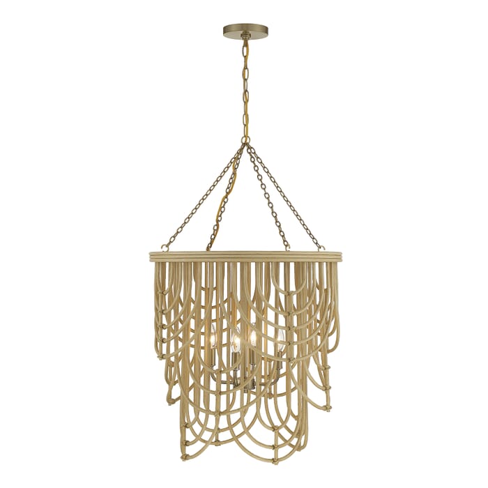Savoy House Bremen 4-Light Pendant in Burnished Brass with Natural Rattan Savoy House Bremen 4-Light Pendant in Burnished Brass with Natural Rattan