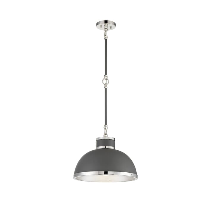 Savoy House Corning 1-Light Pendant in Gray with Polished Nickel Accents Savoy House Corning 1-Light Pendant in Gray with Polished Nickel Accents