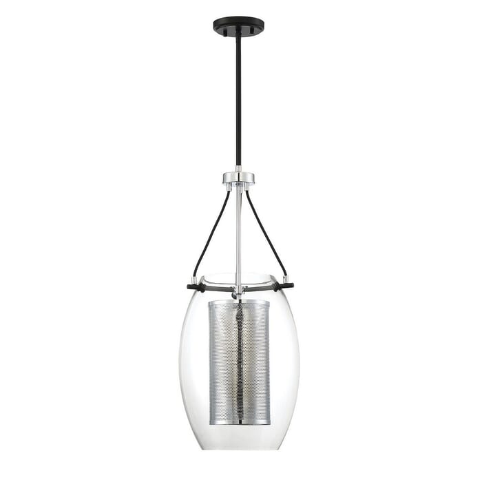 Savoy House Dunbar by Brian Thomas 1-Light Pendant in Matte Black with Polished Chrome Accents Savoy House Dunbar by Brian Thomas 1-Light Pendant in Matte Black with Polished Chrome Accents