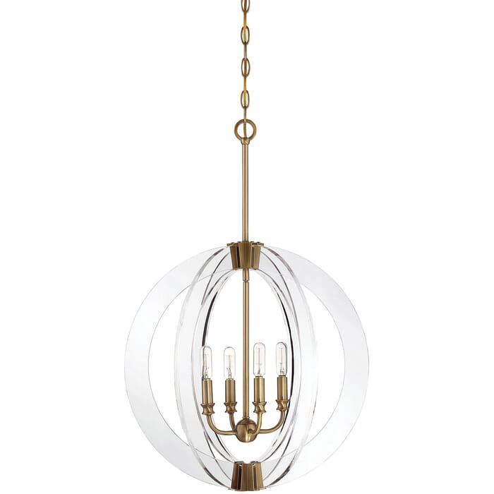 Savoy House Epsilon 4-Light Acrylic Pendant in Warm Brass Savoy House Epsilon 4-Light Acrylic Pendant in Warm Brass
