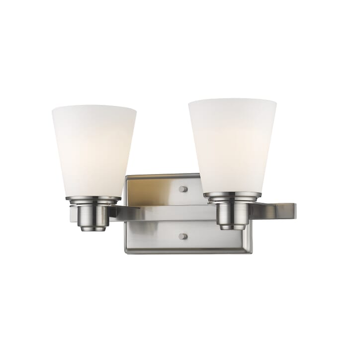 Z-Lite Kayla 2-Light Bathroom Vanity Light In Brushed Nickel Z-Lite Kayla 2-Light Bathroom Vanity Light In Brushed Nickel