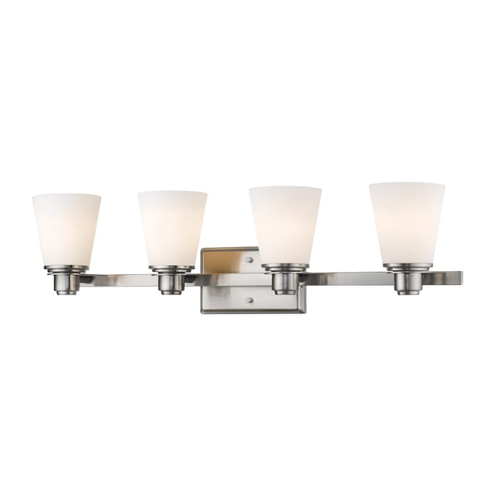 Z-Lite Kayla 4-Light Bathroom Vanity Light In Brushed Nickel Z-Lite Kayla 4-Light Bathroom Vanity Light In Brushed Nickel