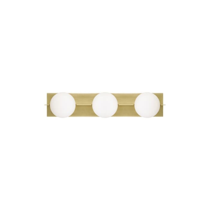 Orbel 3-Light LED Bathroom Vanity Light in Aged Brass Orbel 3-Light LED Bathroom Vanity Light in Aged Brass