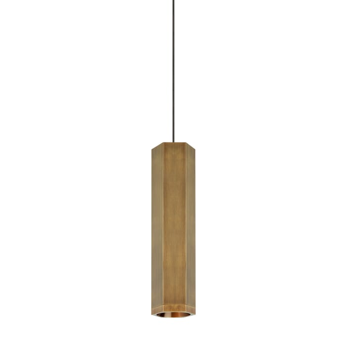 Blok 1-Light Pendant in Aged Brass with Aged Brass Blok 1-Light Pendant in Aged Brass with Aged Brass