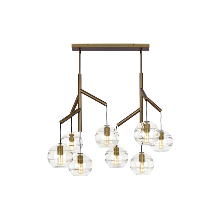 Tech Sedona Contemporary Chandelier in Aged Brass and Clear Tech Sedona Contemporary Chandelier in Aged Brass and Clear