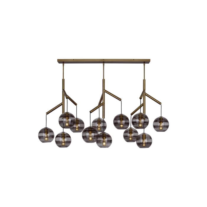 Tech Sedona Contemporary Chandelier in Aged Brass and Transparent Smoke Tech Sedona Contemporary Chandelier in Aged Brass and Transparent Smoke