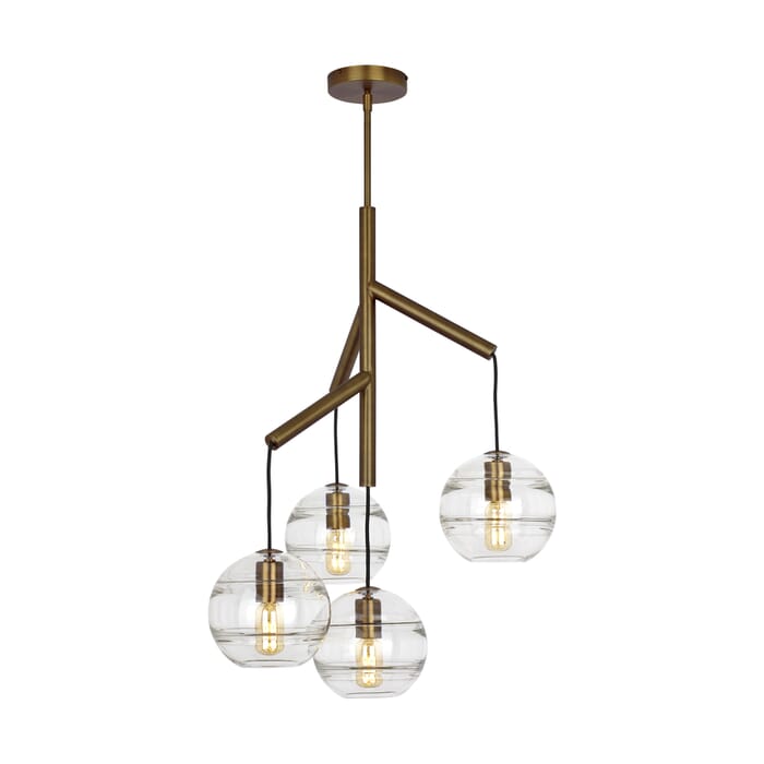 Tech Sedona Contemporary Chandelier in Aged Brass and Clear Tech Sedona Contemporary Chandelier in Aged Brass and Clear