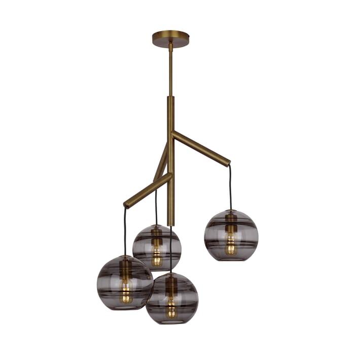 Tech Sedona 4-Light 2700K LED Contemporary Chandelier in Aged Brass and Transparent Smoke Tech Sedona 4-Light 2700K LED Contemporary Chandelier in Aged Brass and Transparent Smoke
