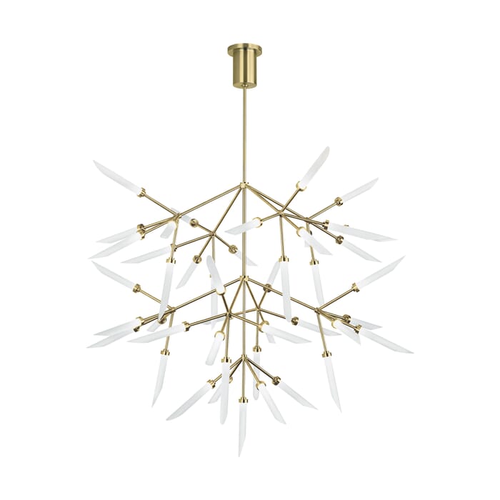 Tech Spur 45-Light 2700K LED Multi-Tier Chandelier in Aged Brass and Frost Tech Spur 45-Light 2700K LED Multi-Tier Chandelier in Aged Brass and Frost