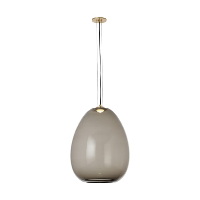 Kapoor 1-Light LED Pendant in Transparent Smoke with Natural Brass Kapoor 1-Light LED Pendant in Transparent Smoke with Natural Brass