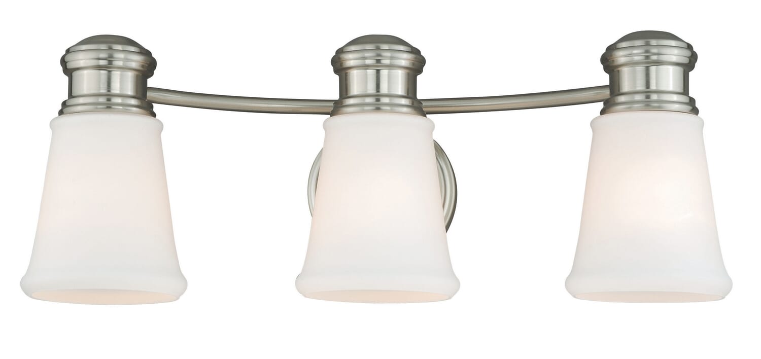 Malie 3-Light Bathroom Vanity Light in Satin Nickel