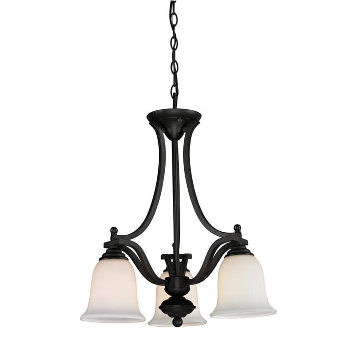 Z-Lite Lagoon 3-Light Chandelier In Matte Black Z-Lite Lagoon 3-Light Chandelier In Matte Black