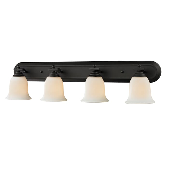 Z-Lite Lagoon 4-Light Bathroom Vanity Light In Matte Black Z-Lite Lagoon 4-Light Bathroom Vanity Light In Matte Black