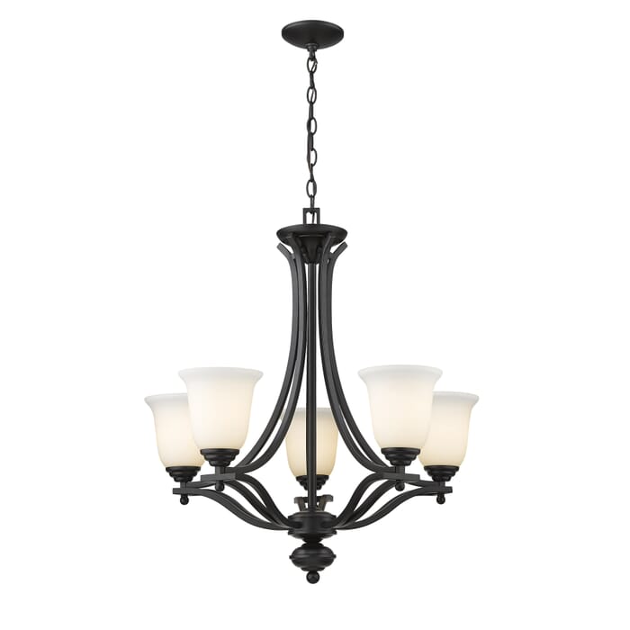 Z-Lite Lagoon 5-Light Chandelier In Matte Black Z-Lite Lagoon 5-Light Chandelier In Matte Black