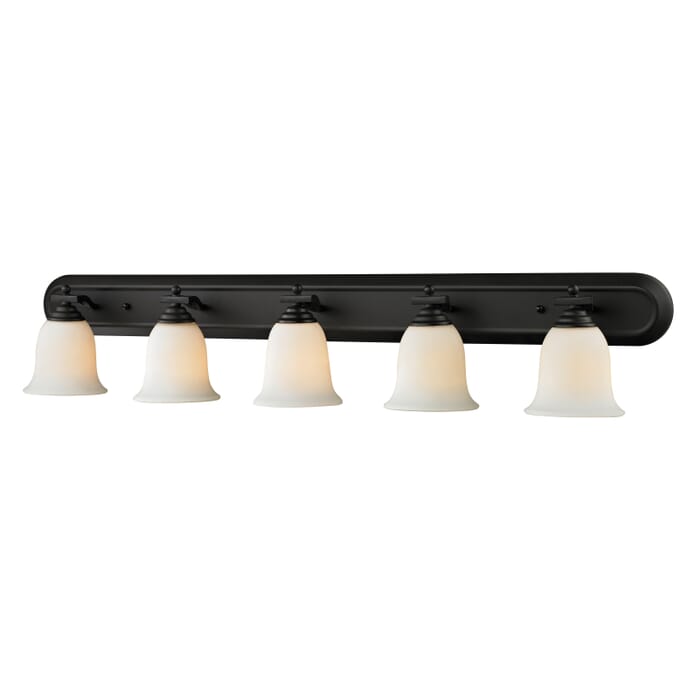 Z-Lite Lagoon 5-Light Bathroom Vanity Light In Matte Black Z-Lite Lagoon 5-Light Bathroom Vanity Light In Matte Black