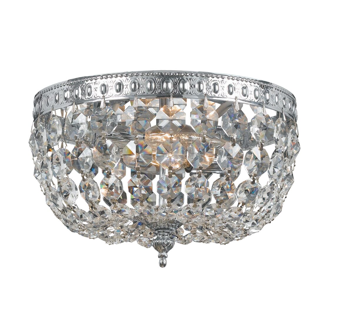 2-Light 8" Ceiling Light in Chrome with Clear Swarovski Strass Crystals