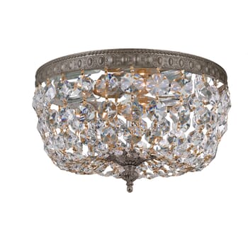 Crystorama 2-Light 10" Ceiling Light in English Bronze with Clear Hand Cut Crystals