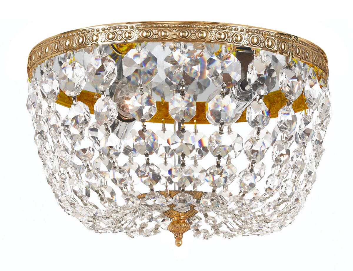 2-Light 10" Ceiling Light in Olde Brass with Clear Swarovski Strass Crystals