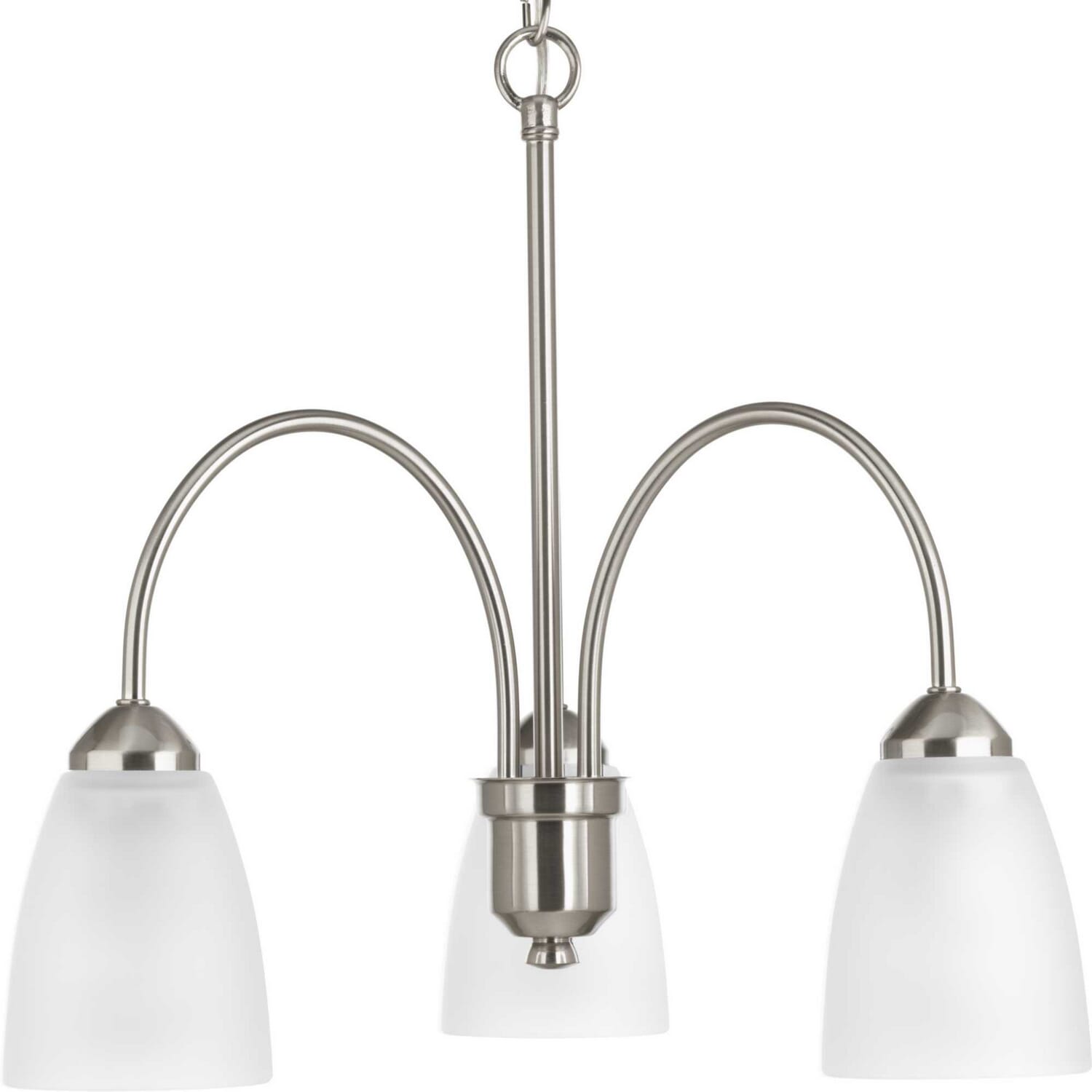 Brushed Nickel Three Light Chandelier from the Gather Collection