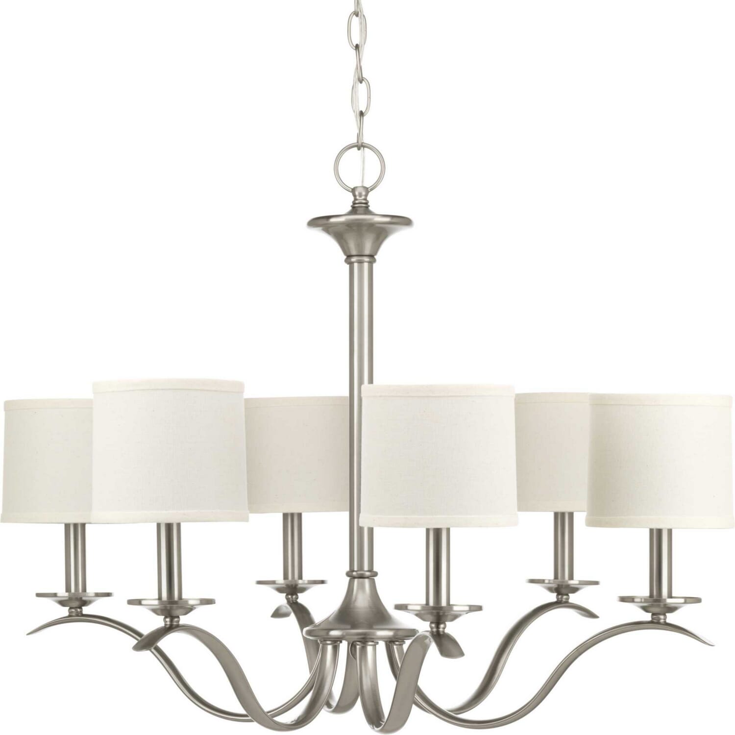 Brushed Nickel Six Light Chandelier from the Inspire Collection
