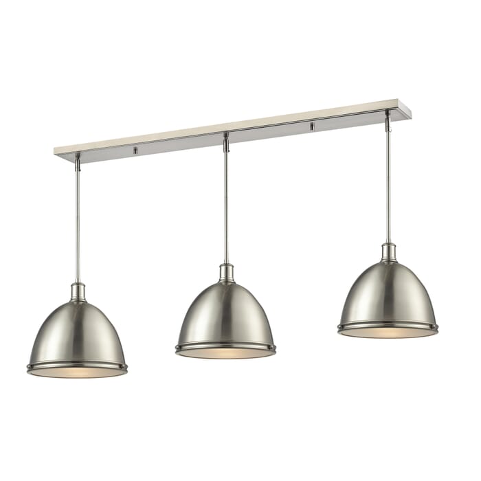 Z-Lite Mason 3-Light Linear Pendant Light In Brushed Nickel Z-Lite Mason 3-Light Linear Pendant Light In Brushed Nickel