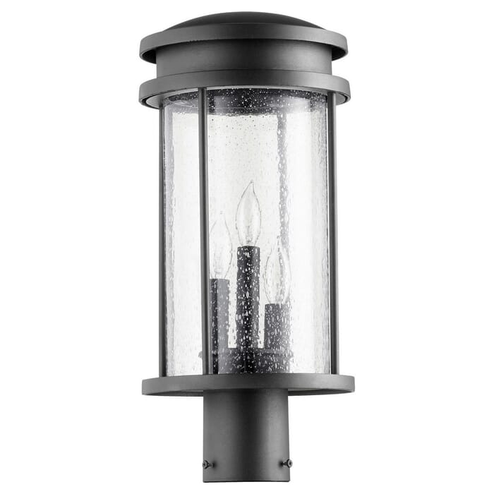 Quorum Hadley 3-Light 18" Outdoor Post Light in Noir Quorum Hadley 3-Light 18" Outdoor Post Light in Noir