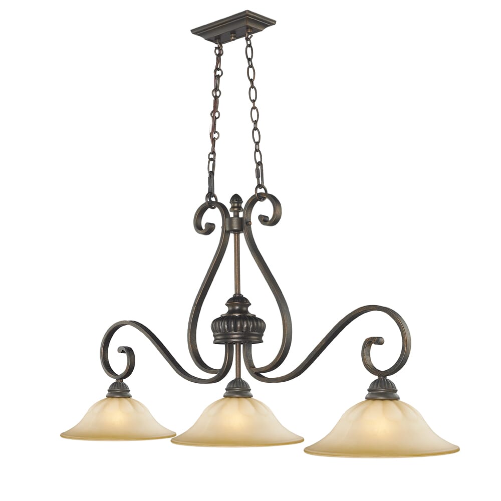 Golden Mayfair 3-Light Pendant Light in Leather Crackle