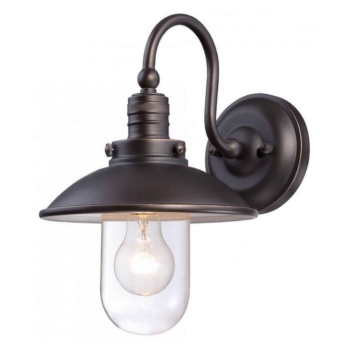 The Great Outdoors Downtown Edison 13" Outdoor Wall Light in Oil Rubbed Bronze with Gold Highlights The Great Outdoors Downtown Edison 13" Outdoor Wall Light in Oil Rubbed Bronze with Gold Highlights