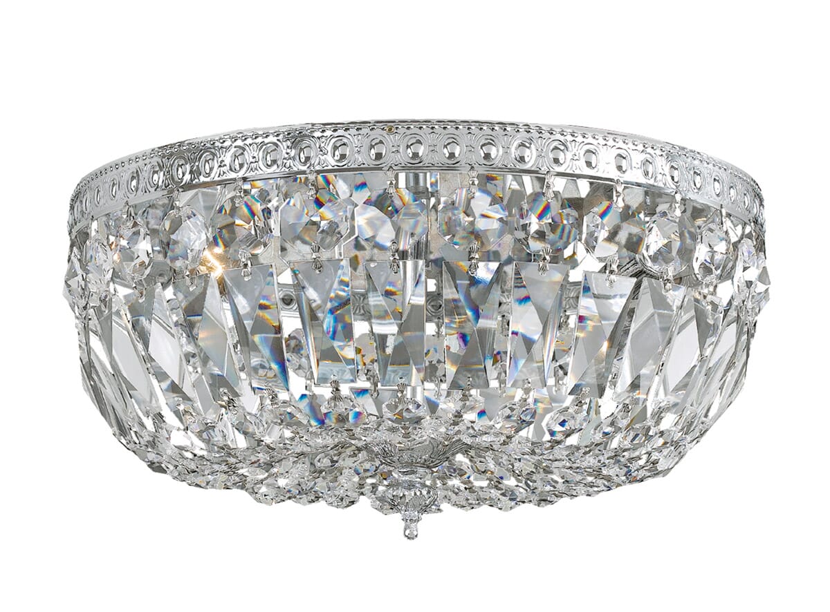 3-Light 12" Ceiling Light in Polished Chrome with Clear Swarovski Strass Crystals