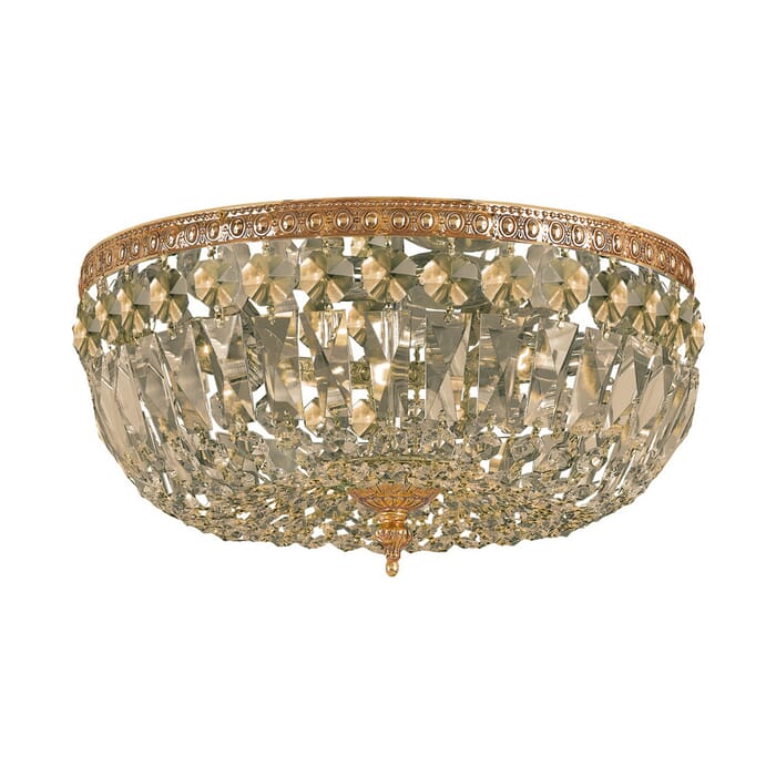 Crystorama 3-Light 12" Ceiling Light in Olde Brass with Golden Teak Hand Cut Crystals Crystorama 3-Light 12" Ceiling Light in Olde Brass with Golden Teak Hand Cut Crystals