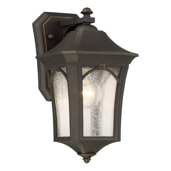 The Great Outdoors Solida 12" Outdoor Wall Light in Oil Rubbed Bronze with Gold High The Great Outdoors Solida 12" Outdoor Wall Light in Oil Rubbed Bronze with Gold High