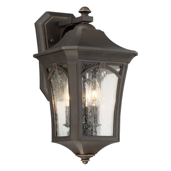 The Great Outdoors Solida 3-Light 16" Outdoor Wall Light in Oil Rubbed Bronze with Gold High The Great Outdoors Solida 3-Light 16" Outdoor Wall Light in Oil Rubbed Bronze with Gold High