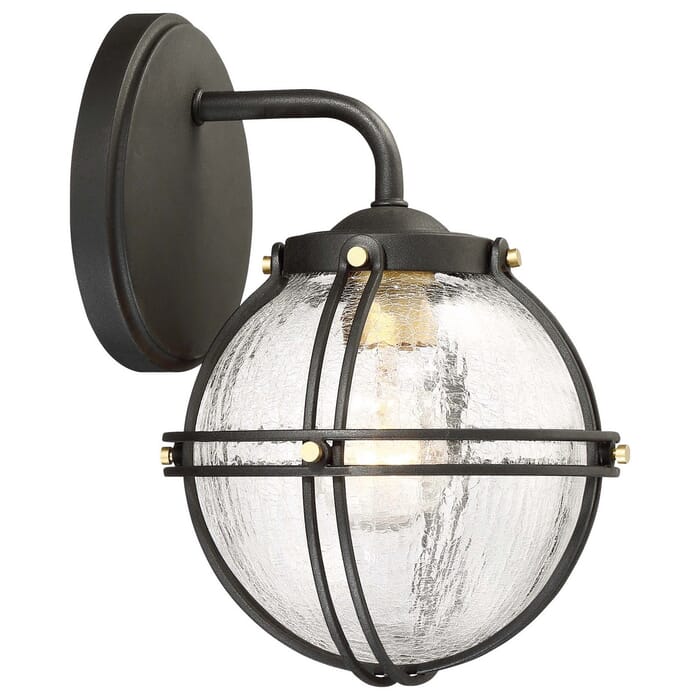 The Great Outdoors Rond 10" Outdoor Wall Light in Black with Honey Gold Highlight The Great Outdoors Rond 10" Outdoor Wall Light in Black with Honey Gold Highlight