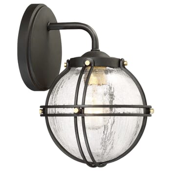 The Great Outdoors Rond 10" Outdoor Wall Light in Black with Honey Gold Highlight