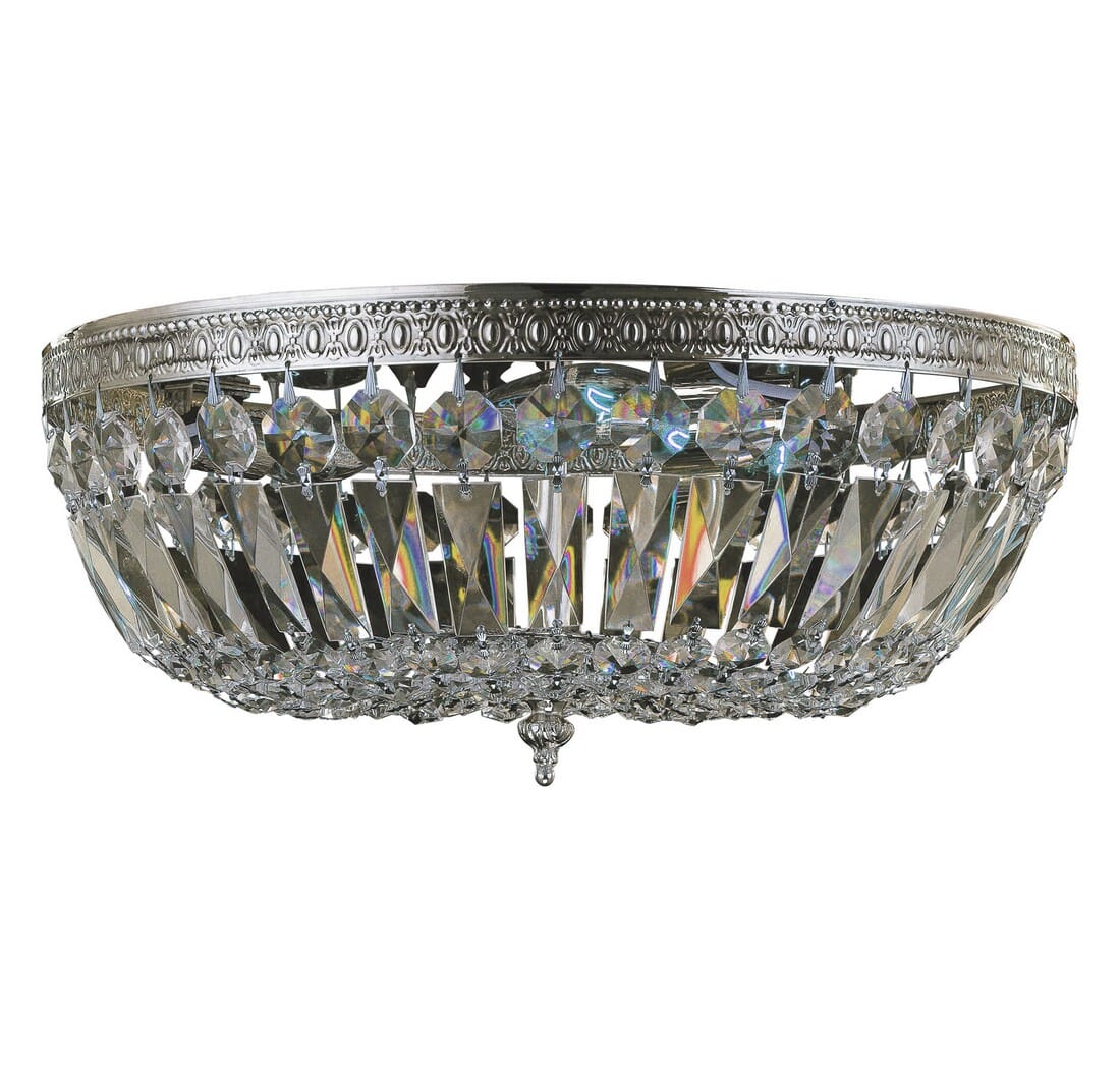 3-Light 16" Ceiling Light in Polished Chrome with Clear Hand Cut Crystals