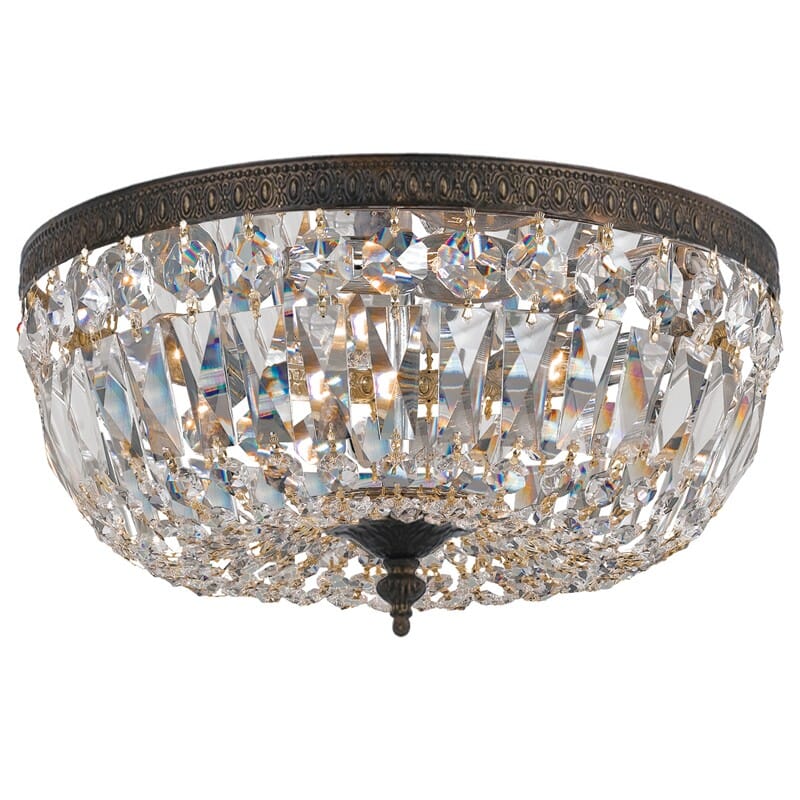 3-Light 16" Ceiling Light in English Bronze with Clear Hand Cut Crystals