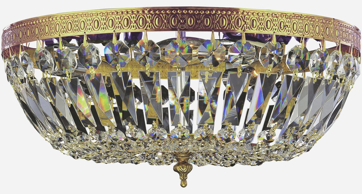 3-Light 16" Ceiling Light in Olde Brass with Clear Swarovski Strass Crystals