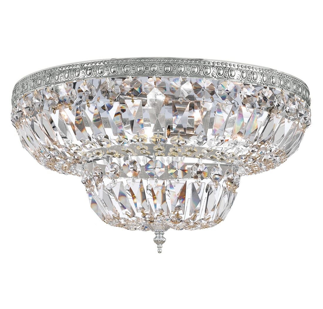 4-Light 18" Ceiling Light in Polished Chrome with Clear Hand Cut Crystals