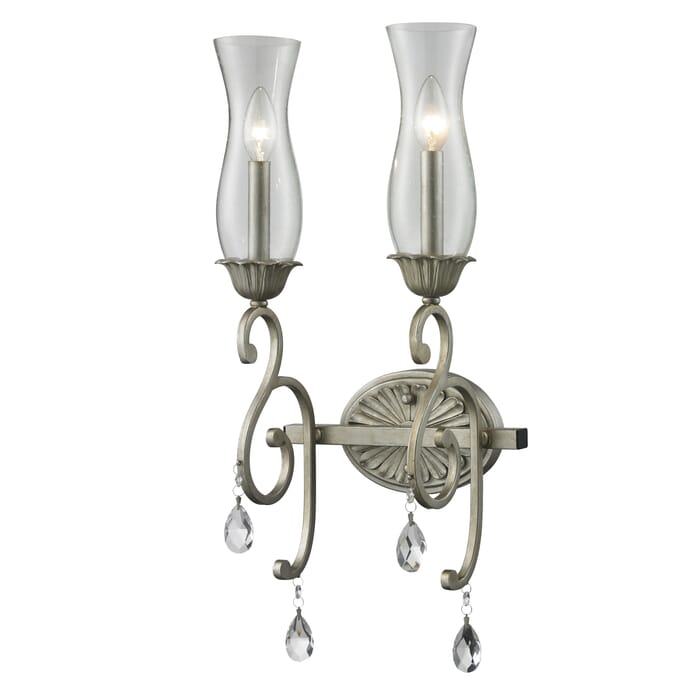 Z-Lite Melina 2-Light Wall Sconce In Antique Silver Z-Lite Melina 2-Light Wall Sconce In Antique Silver