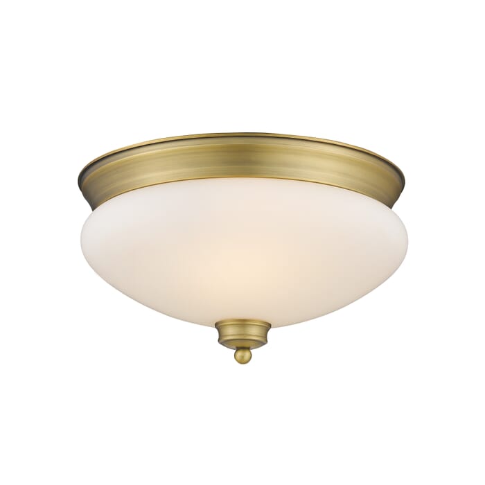 Z-Lite Amon 2-Light Flush Mount Ceiling Light In Heritage Brass Z-Lite Amon 2-Light Flush Mount Ceiling Light In Heritage Brass