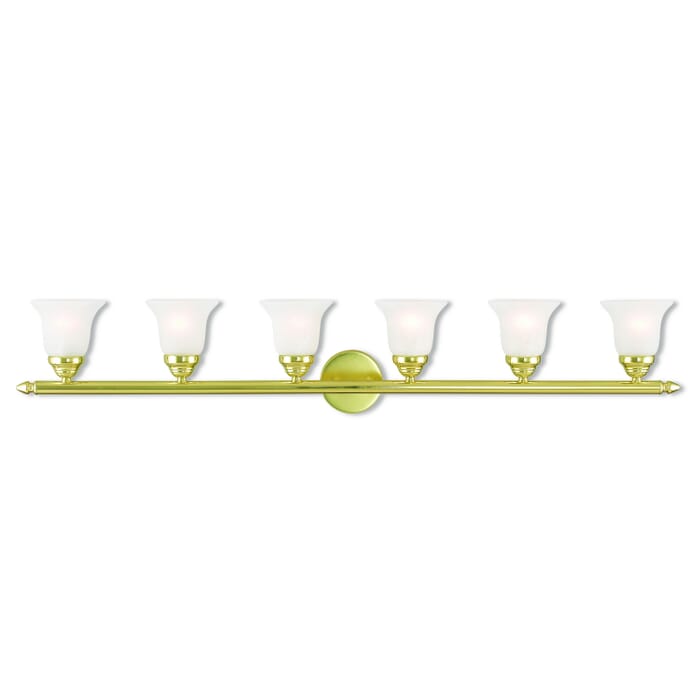 Rivera 6-Light Bathroom Vanity Light in Polished Brass Rivera 6-Light Bathroom Vanity Light in Polished Brass