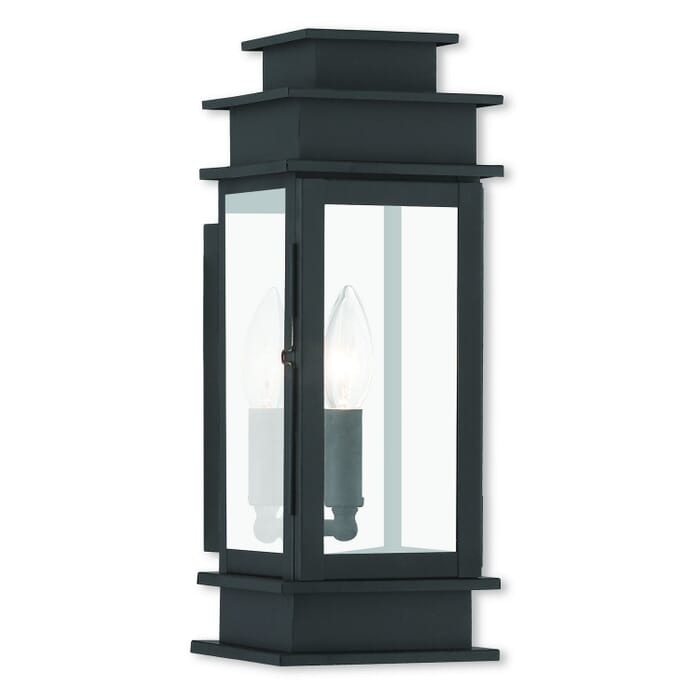 Princeton 1-Light Outdoor Wall Lantern in Black w with Polished Chrome Stainless Steel Princeton 1-Light Outdoor Wall Lantern in Black w with Polished Chrome Stainless Steel