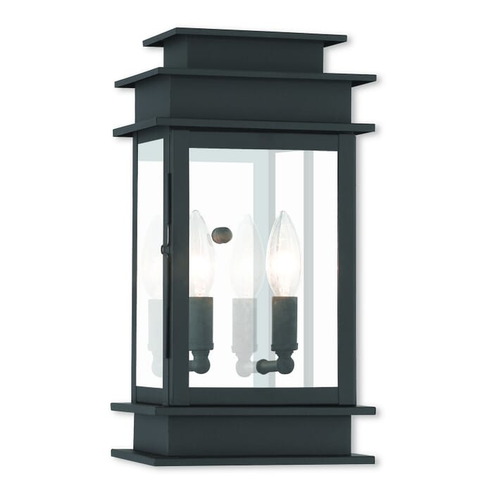 Princeton 2-Light Outdoor Wall Lantern in Black w with Polished Chrome Stainless Steel Princeton 2-Light Outdoor Wall Lantern in Black w with Polished Chrome Stainless Steel
