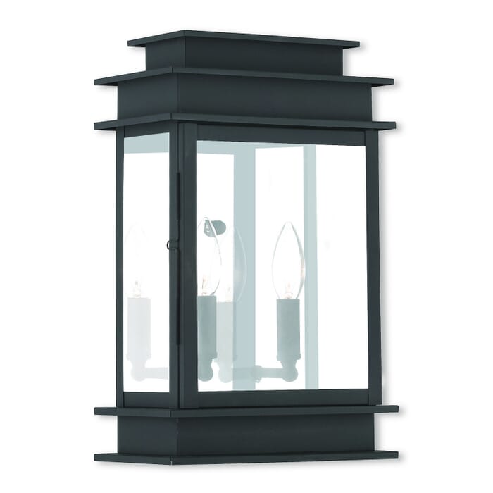 Princeton 2-Light Outdoor Wall Lantern in Black w with Polished Chrome Stainless Steel Princeton 2-Light Outdoor Wall Lantern in Black w with Polished Chrome Stainless Steel