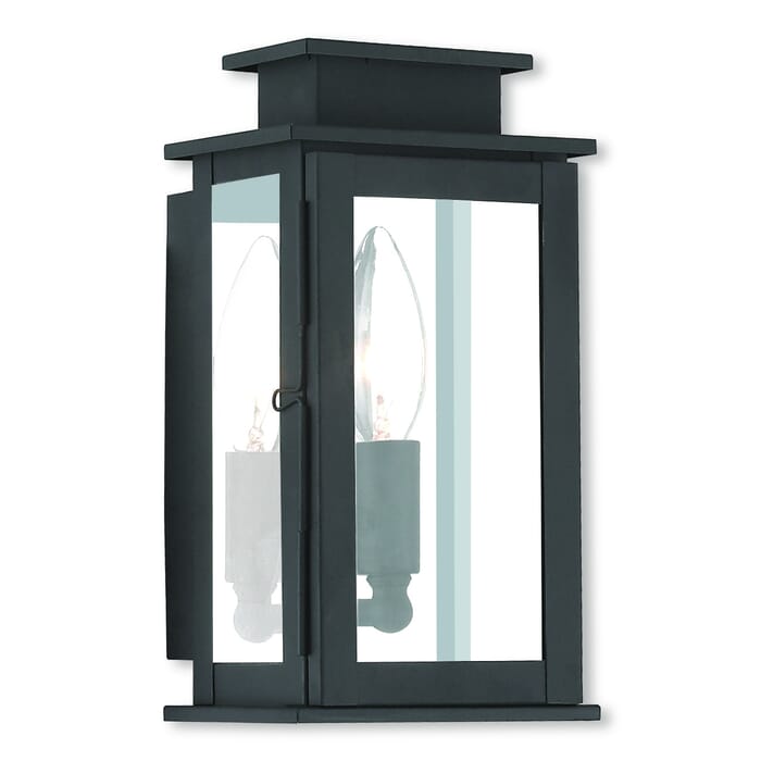 Princeton 1-Light Outdoor Wall Lantern in Black w with Polished Chrome Stainless Steel Princeton 1-Light Outdoor Wall Lantern in Black w with Polished Chrome Stainless Steel