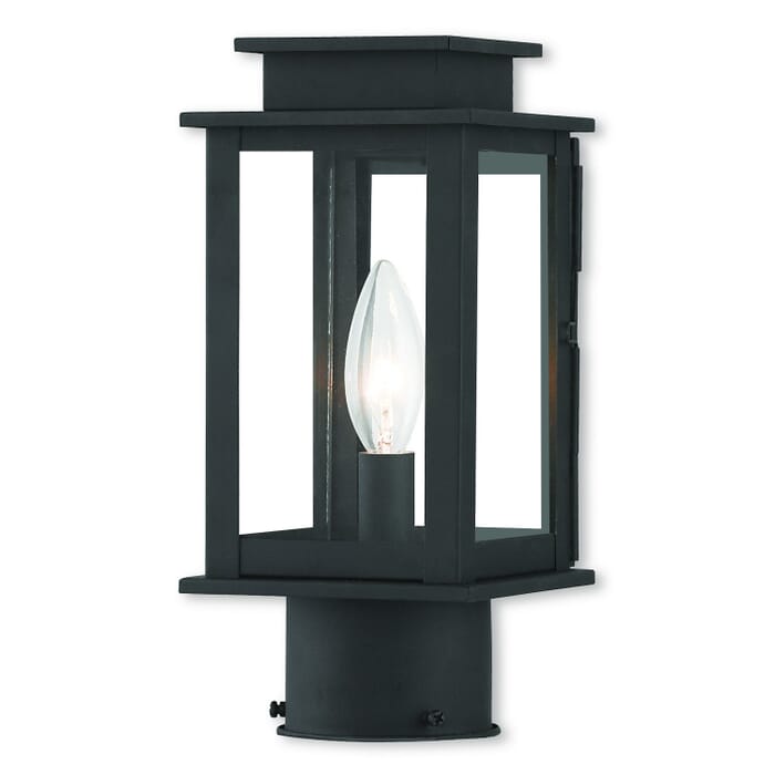 Princeton 1-Light Outdoor Post-Top Lanterm in Black w with Polished Chrome Stainless Steel Princeton 1-Light Outdoor Post-Top Lanterm in Black w with Polished Chrome Stainless Steel